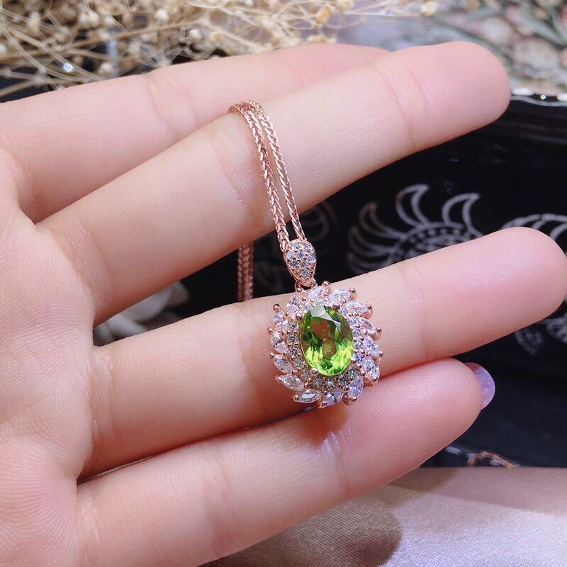 925 Silber Vergoldet Peridot Schmuck Set