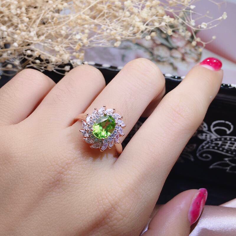 925 Silber Vergoldet Peridot Schmuck Set