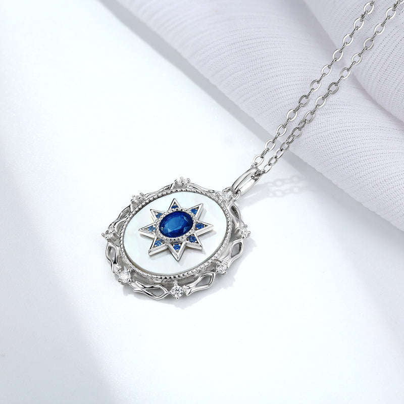 925er Silberkette mit natürlichem Saphir – in auffällig schönem Design