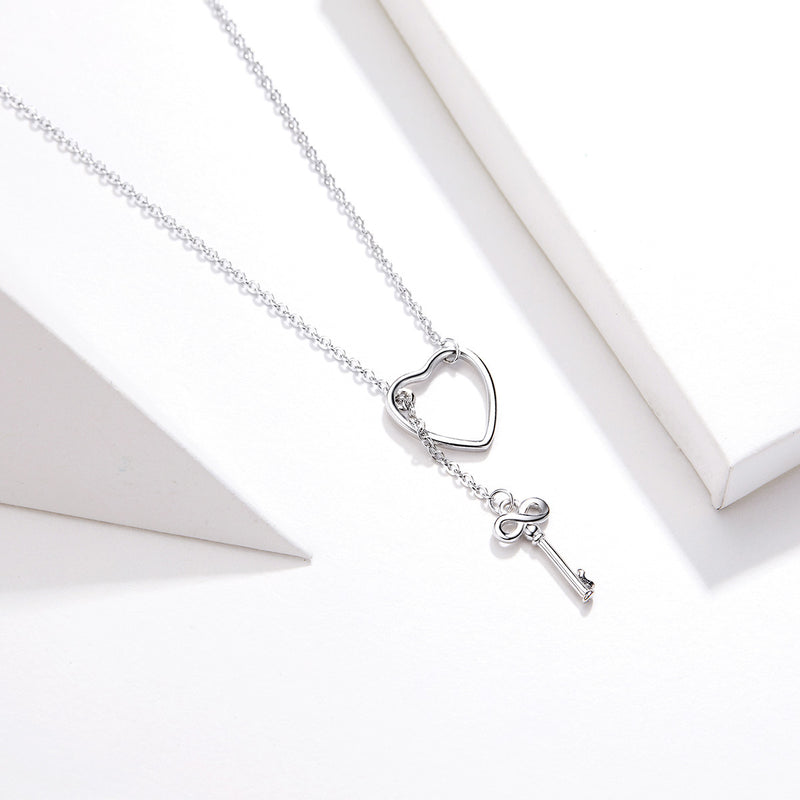 Halskette 925 Silber Herz & Schlüssel