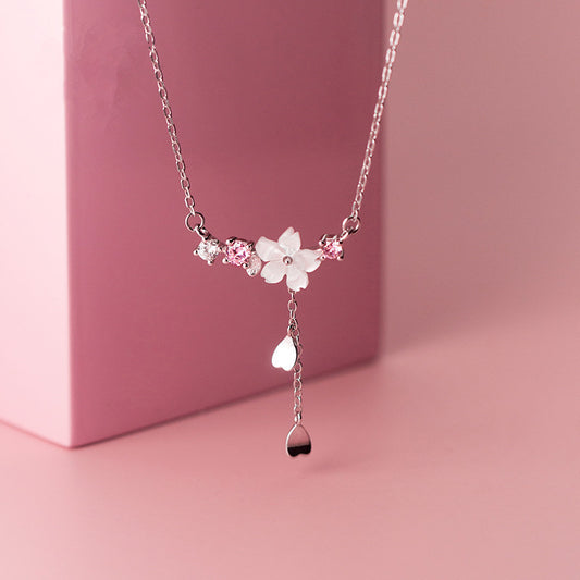 925 Silber Damen Kette Blütendesign