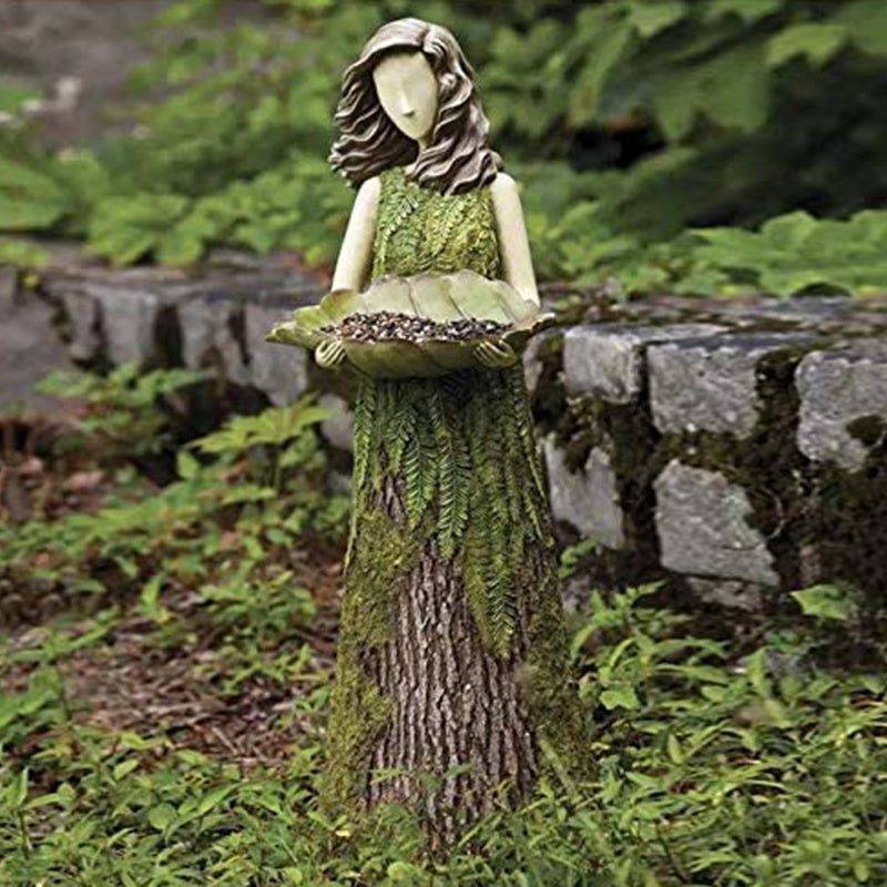 Feenstatue-  Futterstation für Vögel und Aussendekoration