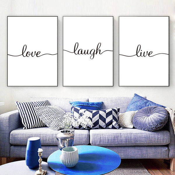 Modernes Wandbild mit englischem Zitat im Schwarz-Weiß-Design – minimalistisches Typografie-Bild auf Vliesstoff für Wohnzimmer oder Büro.