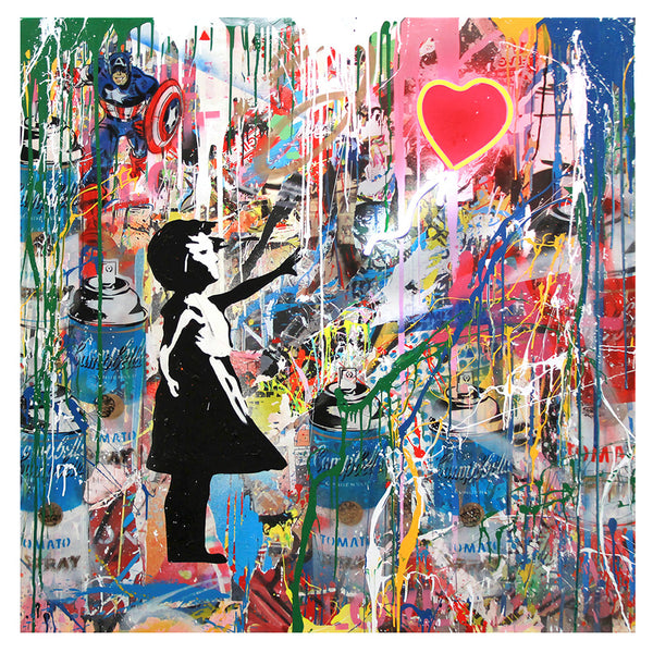 Canvas-Wandbild – „Little Girl“ im Graffiti-Stil- Street Art