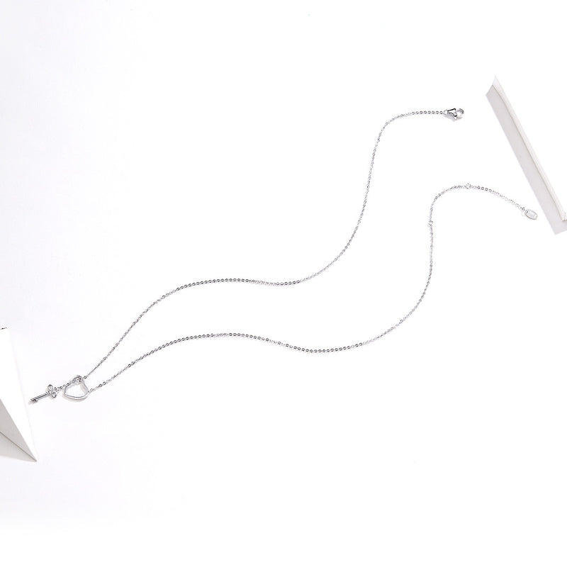 Halskette 925 Silber Herz & Schlüssel
