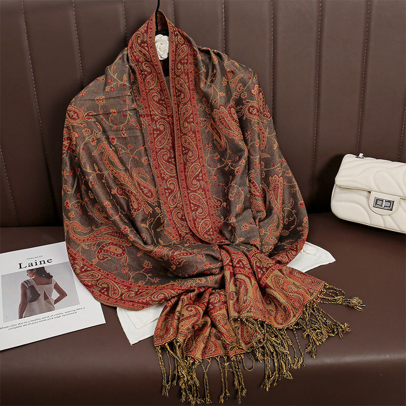 Warmer Ethno- Schal im Kaschmirlook
