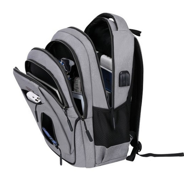 Urbaner Laptop-Rucksack mit großem Volumen – leichter Reiserucksack aus Polyester mit Reißverschluss, schlichtem Design und Platz für 16-Zoll-Notebook.