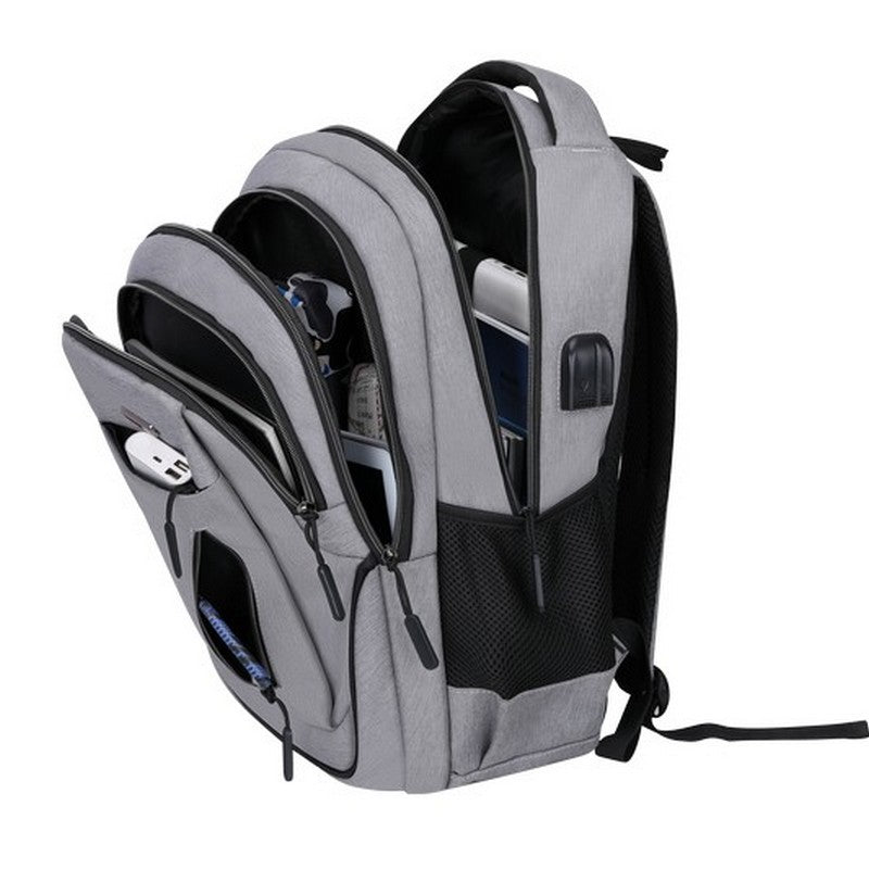 Urbaner Laptop-Rucksack mit großem Volumen – leichter Reiserucksack aus Polyester mit Reißverschluss, schlichtem Design und Platz für 16-Zoll-Notebook.