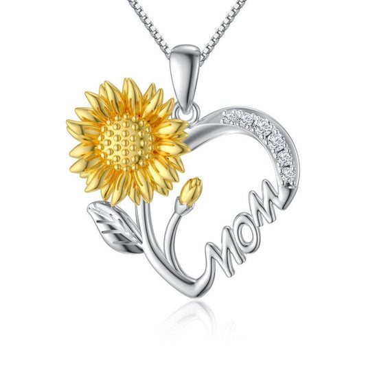 925 Silber Halskette Sonnenblume "für Mama"