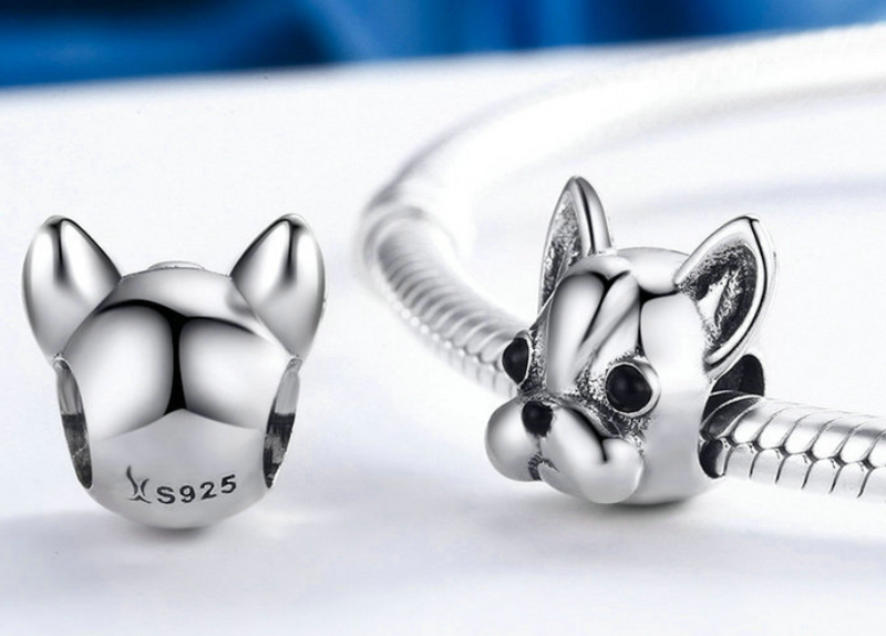 Beads/ Anhänger 925 Silber  Franz. Bulldogge