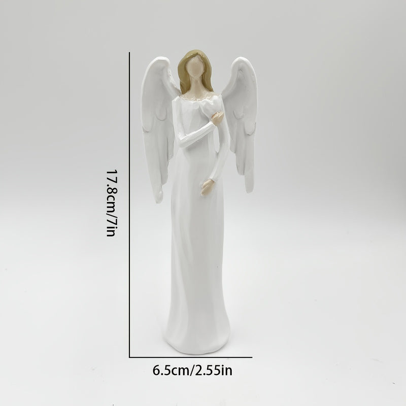 Weißer Schutzengel – Moderne Dekofigur aus Kunstharz, 18 cm
