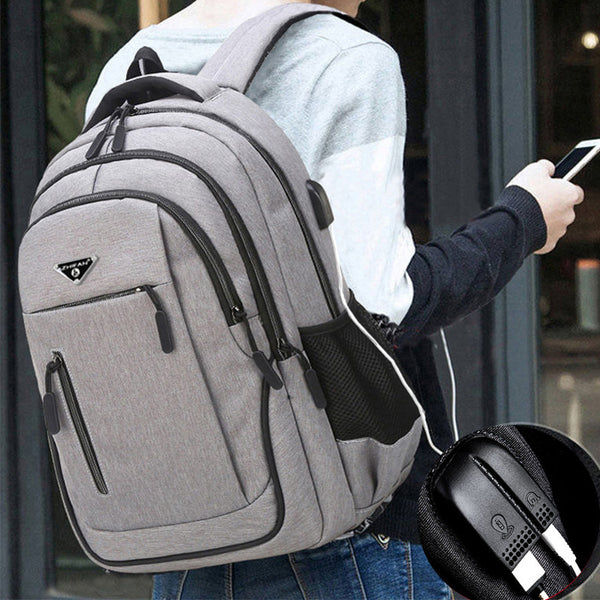 Urbaner Laptop-Rucksack mit großem Volumen – leichter Reiserucksack aus Polyester mit Reißverschluss, schlichtem Design und Platz für 16-Zoll-Notebook.