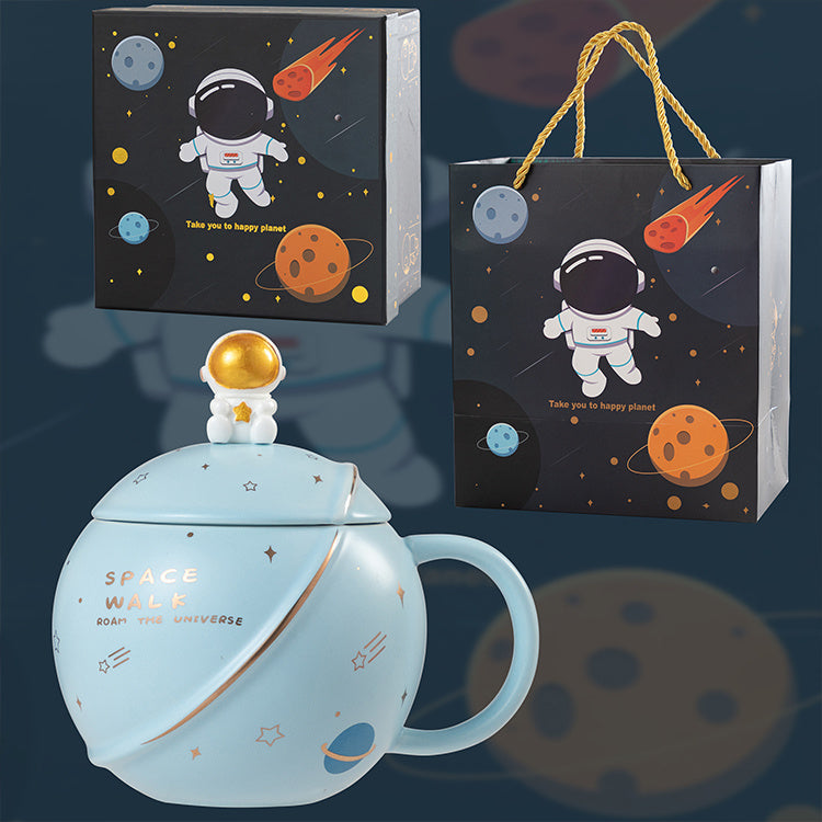 Keramikbowl mit Deckel & Löffel "Astronaut & Planet"