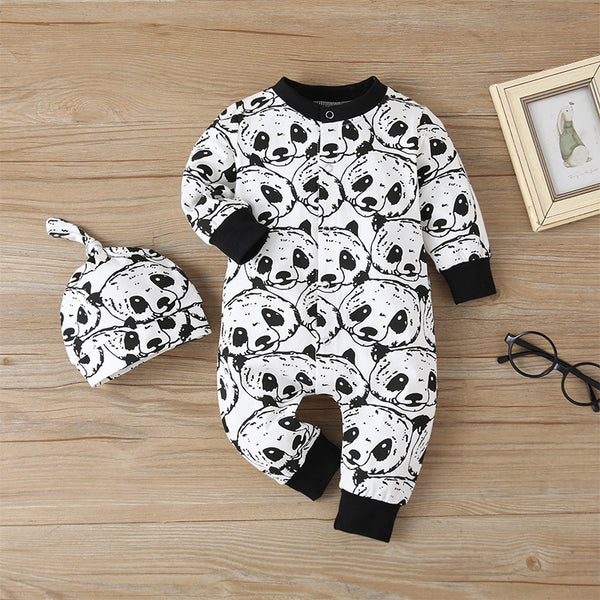 Panda-Bär Strampler mit Mütze