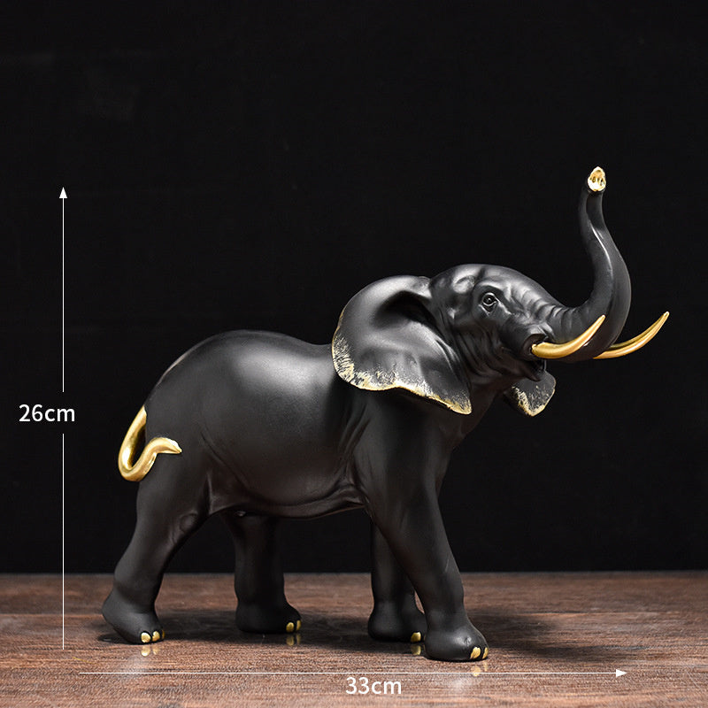 Dekofigur „Elefanten“ – moderne Eleganz in Schwarz-Gold & Platin-Weiß