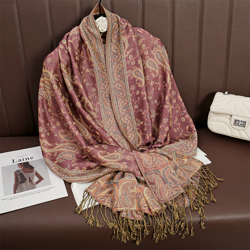 Warmer Ethno- Schal im Kaschmirlook