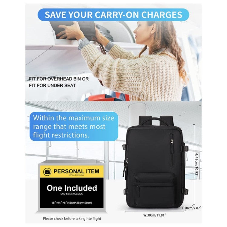 Vielseitig funktionelle Reise-Tasche, Bagpack – Minimal & Smart, Reisen im Flugzeug