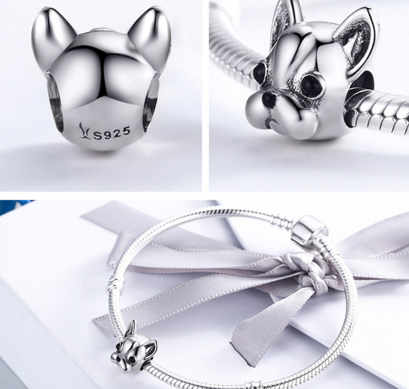 Beads/ Anhänger 925 Silber  Franz. Bulldogge
