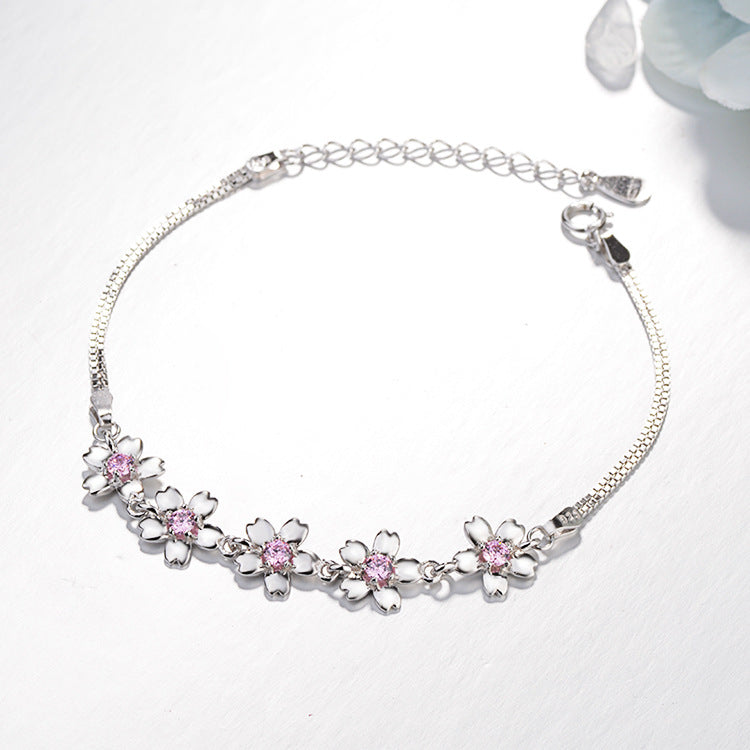 925 Silber Armband  Blütendesign