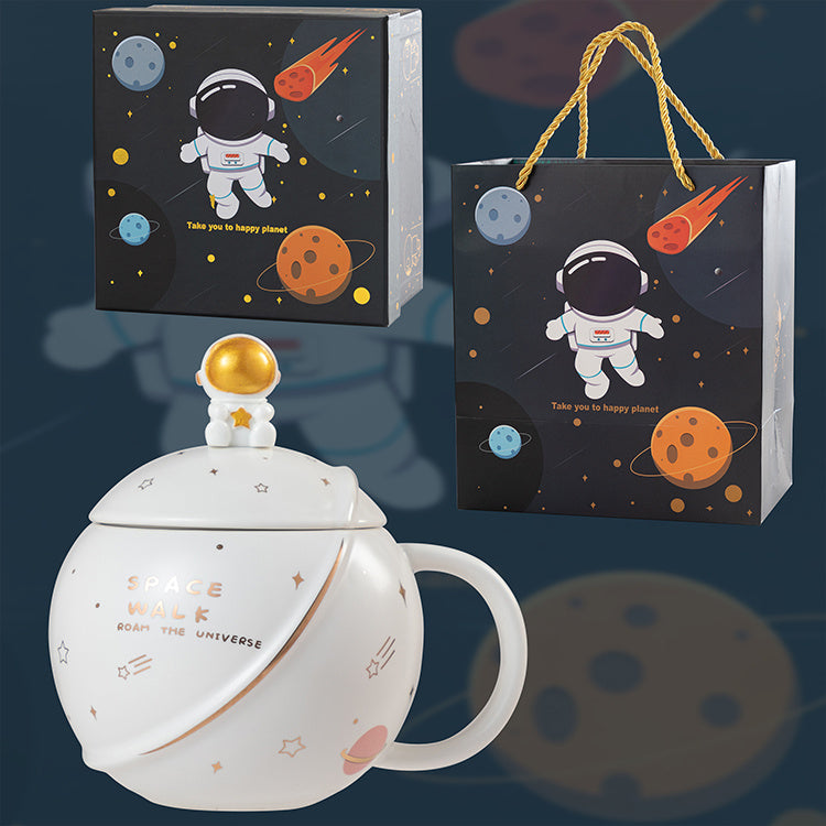 Keramikbowl mit Deckel & Löffel "Astronaut & Planet"