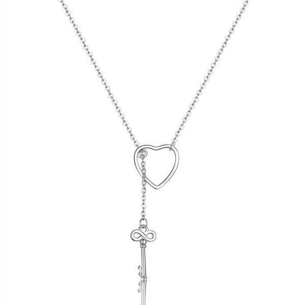 Halskette 925 Silber Herz & Schlüssel