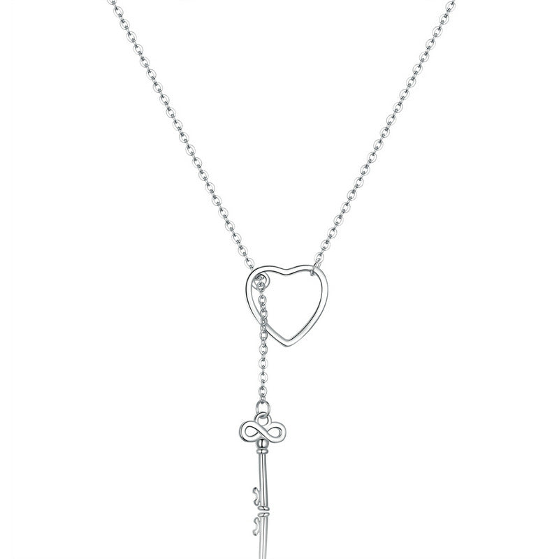 Halskette 925 Silber Herz & Schlüssel