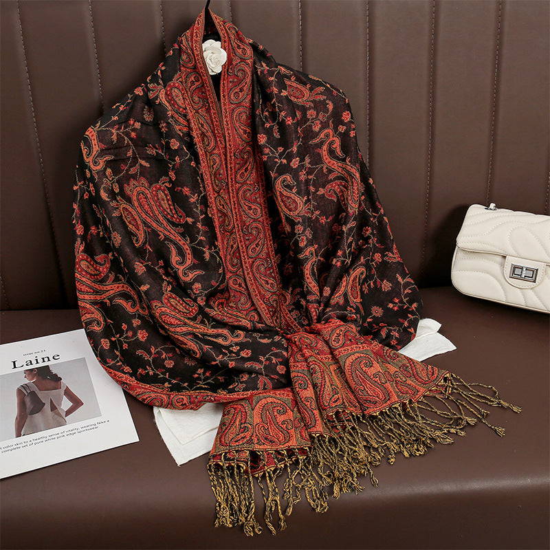 Warmer Ethno- Schal im Kaschmirlook