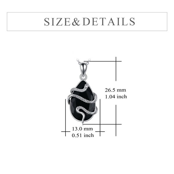 Schlangen-Kette mit schwarzem Obsidian – 925er Silber