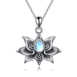 Mondstein Kette Lotus aus 925er Silber – spirituell & stilvoll für Frauen