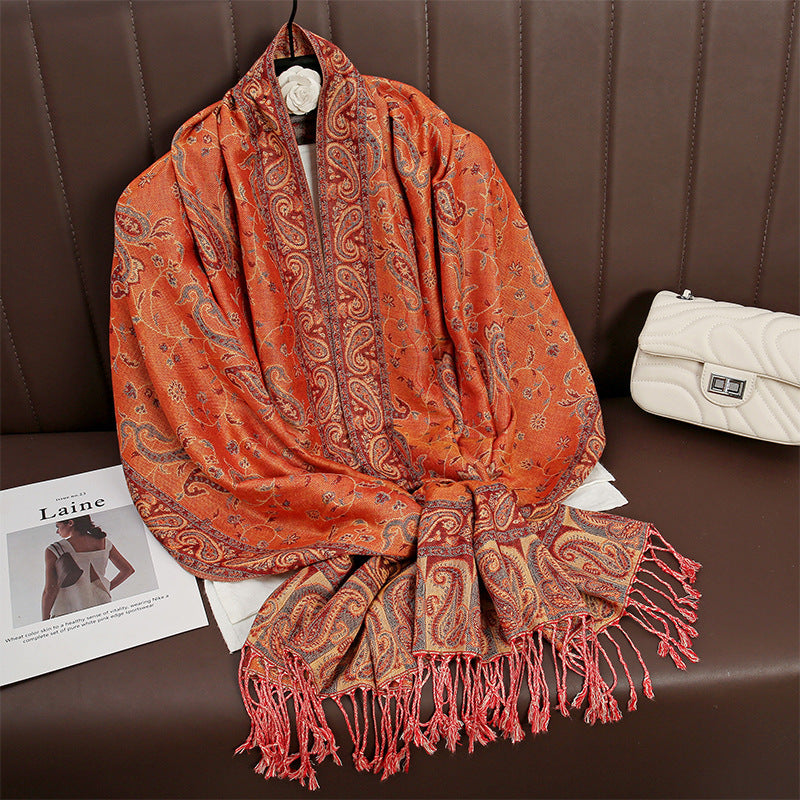 Warmer Ethno- Schal im Kaschmirlook