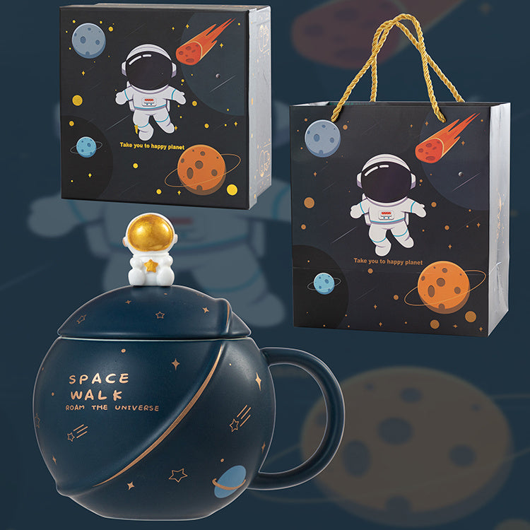 Keramikbowl mit Deckel & Löffel "Astronaut & Planet"