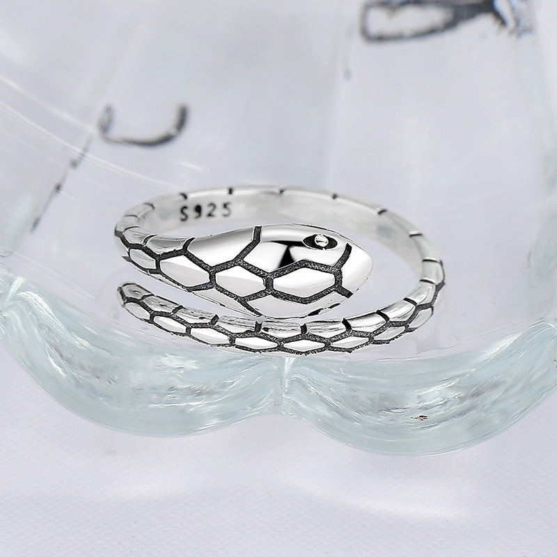Vintage Schlangen- Ring aus 925er Silber – verstellbar