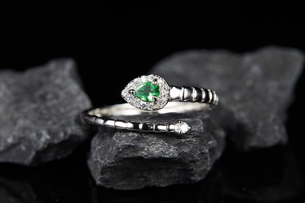 Sterling Silber Herzring – Grün