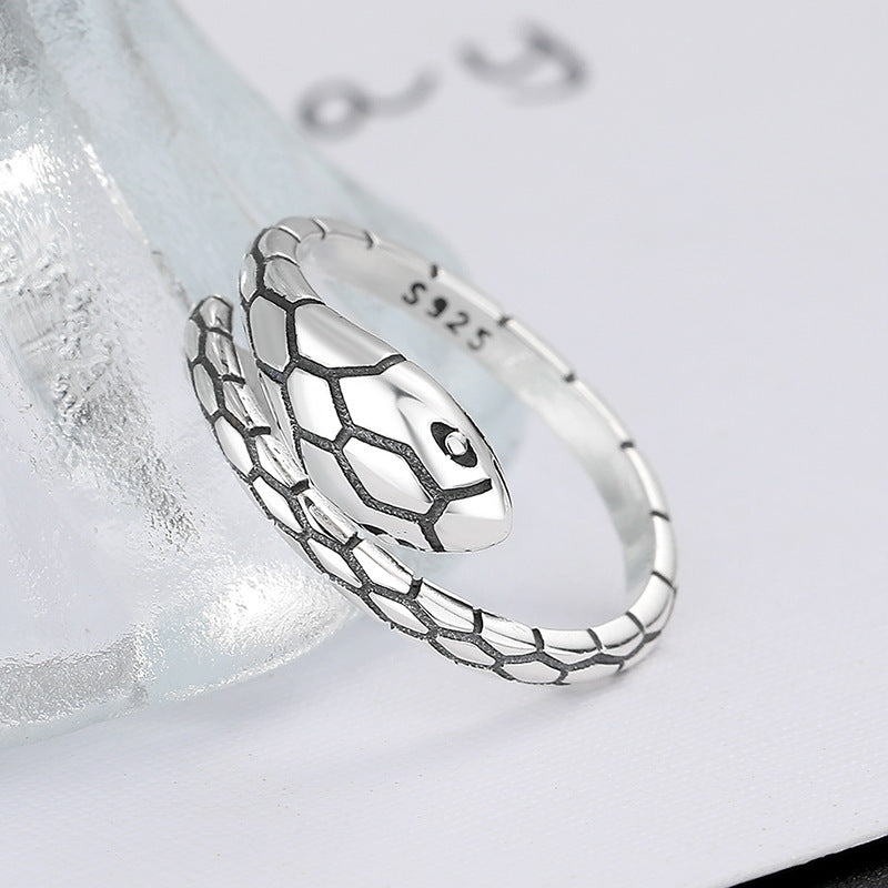 Vintage Schlangen- Ring aus 925er Silber – verstellbar