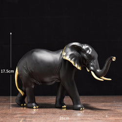 Dekofigur „Elefanten“ – moderne Eleganz in Schwarz-Gold & Platin-Weiß
