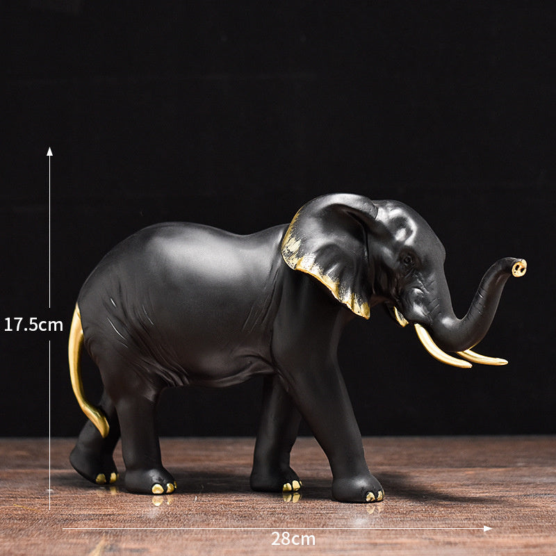 Dekofigur „Elefanten“ – moderne Eleganz in Schwarz-Gold & Platin-Weiß