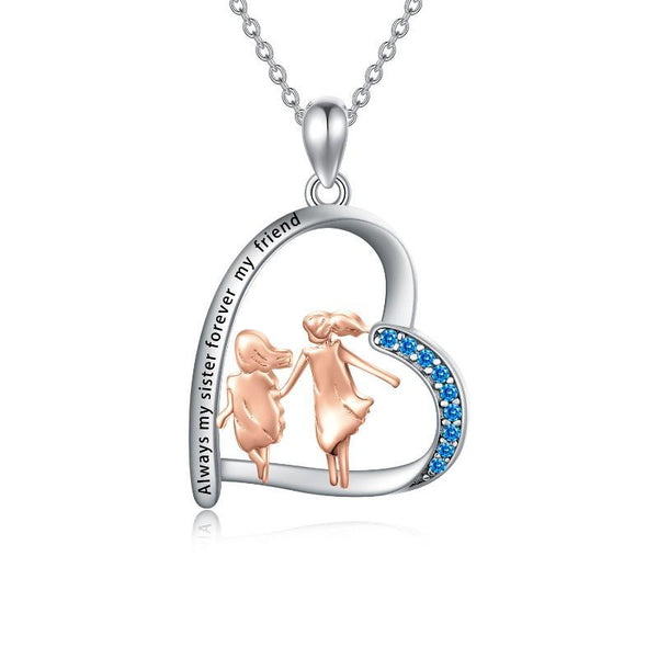 925 Sterling Silber Herz-Kette – Always My Sister, Forever My Friend