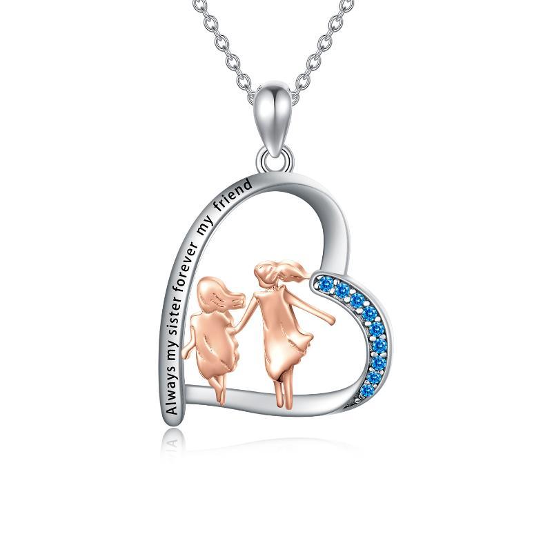 925 Sterling Silber Herz-Kette – Always My Sister, Forever My Friend