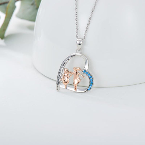 925 Sterling Silber Herz-Kette – Always My Sister, Forever My Friend