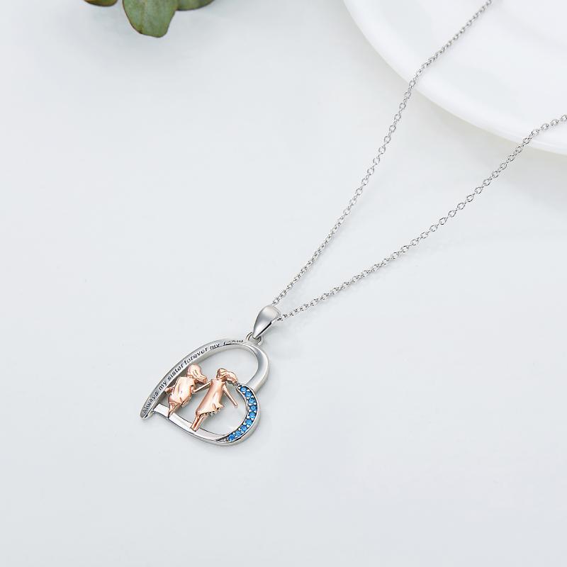 925 Sterling Silber Herz-Kette – Always My Sister, Forever My Friend