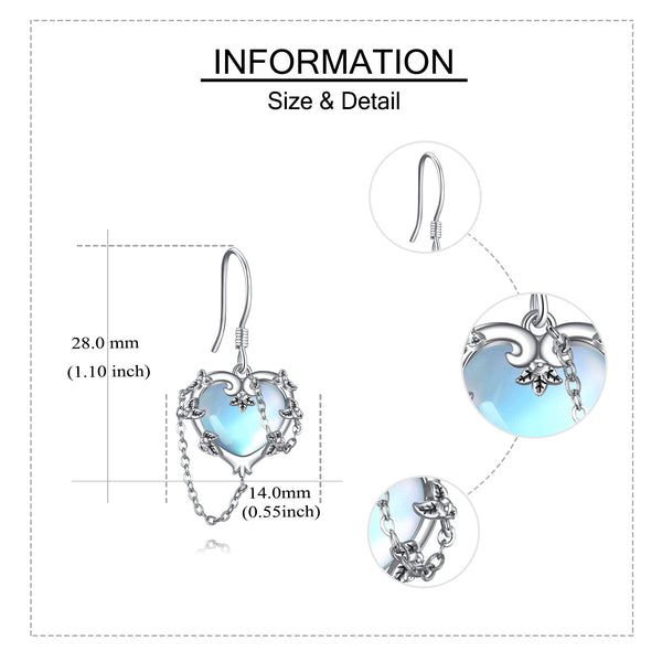 Witches Heart – Mondstein-Ohrringe aus 925er Silber