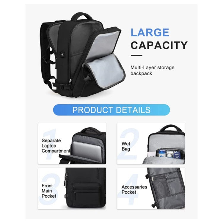 Vielseitig funktionelle Reise-Tasche, Bagpack – Minimal & Smart, Reisen im Flugzeug