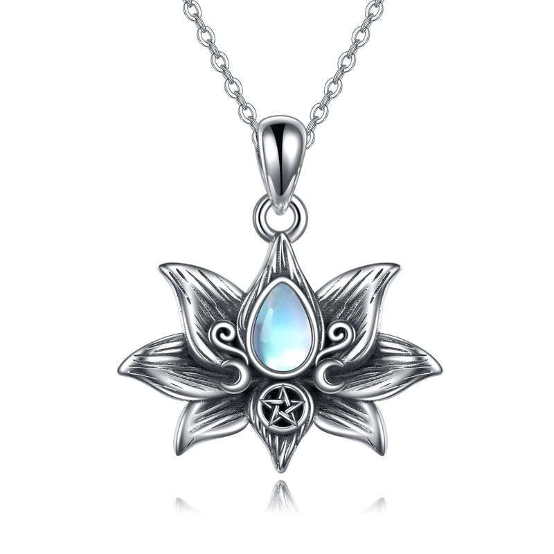 Mondstein Kette Lotus aus 925er Silber – spirituell & stilvoll für Frauen