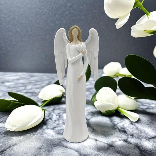 Design Weisse Engel-Figur, Statue mit Herz