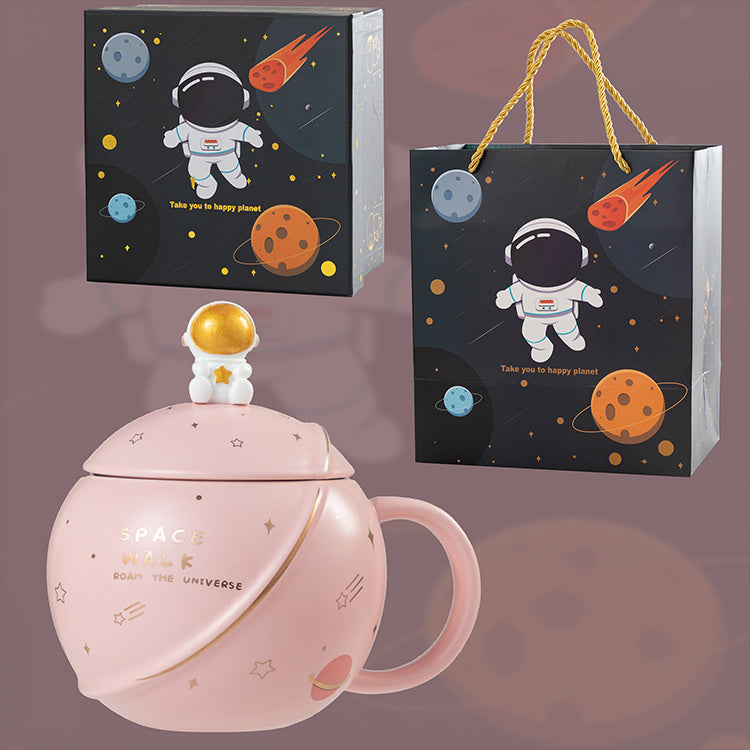Keramikbowl mit Deckel & Löffel "Astronaut & Planet"